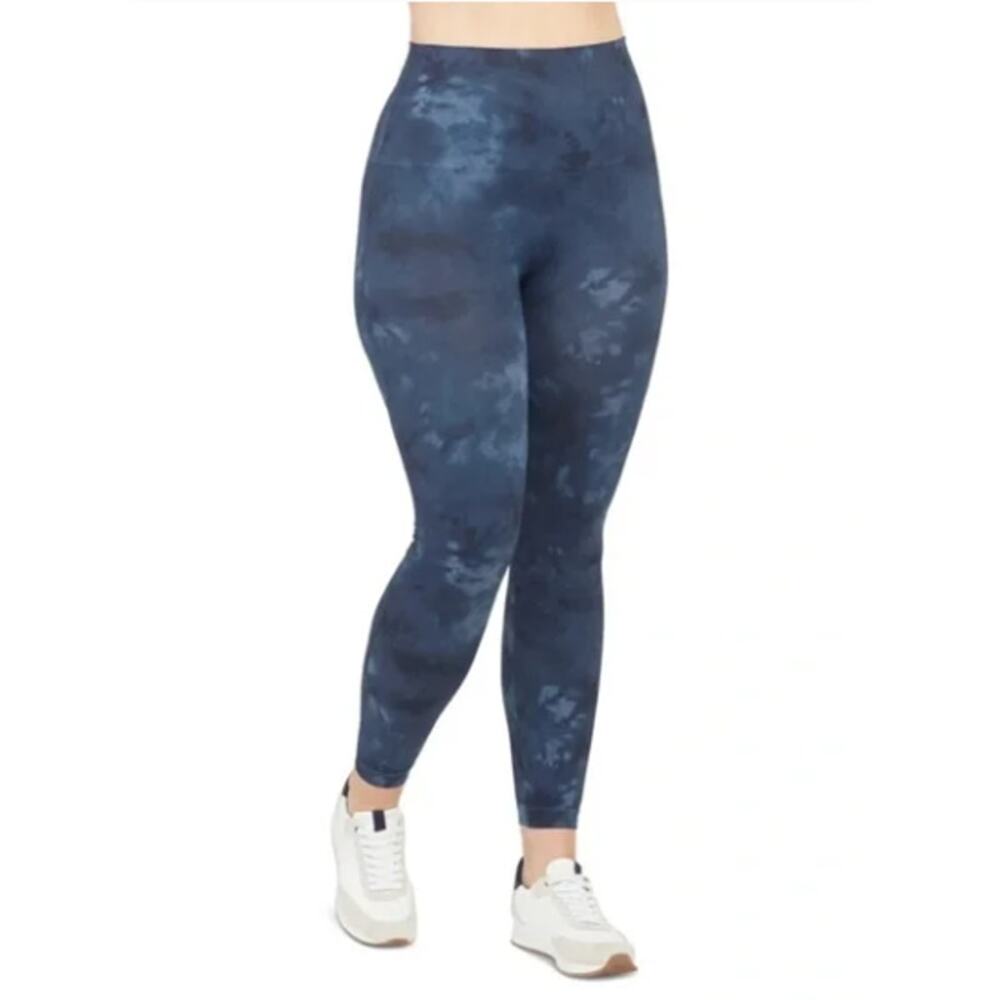 Spanx Ecocare Seamless Ankle Leggings Deep Blue Tie Dye‎ Activewear NWT L